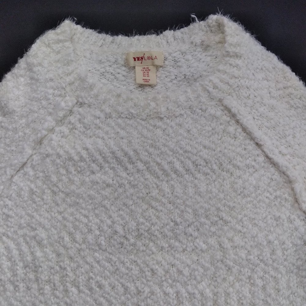 YES LOLA Ivory Fuzzy Knit Pullover Sweater - Picture 2 of 6